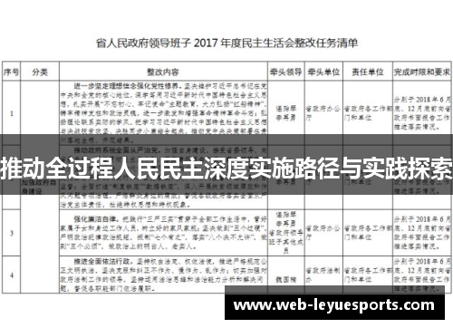 推动全过程人民民主深度实施路径与实践探索